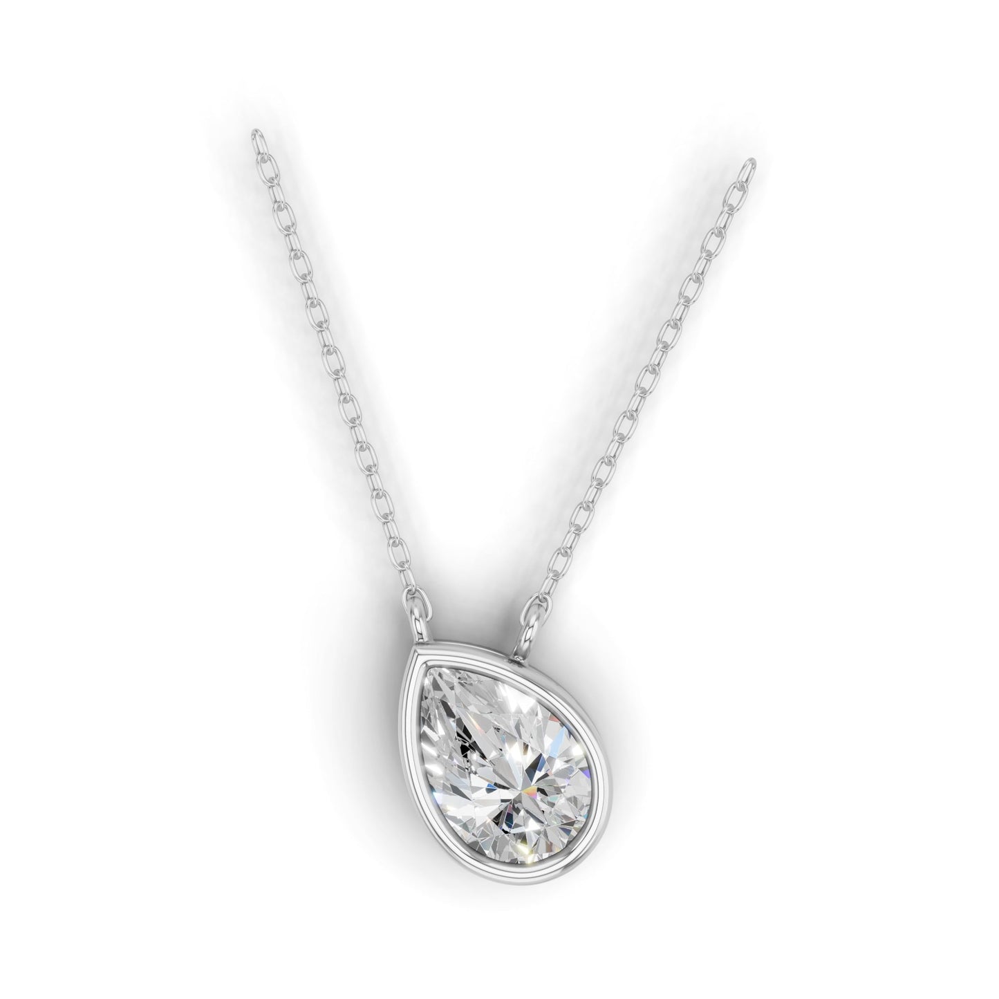 Derosa Jewels Lab Grown Pear Shape Diamond Pendant Necklace for Women | 0.75 Carat Bezel Set F-G/VS Diamond | Solid 10K 14K 18K Rose White Yellow Gold | Teardrop Solitaire Necklace Gift