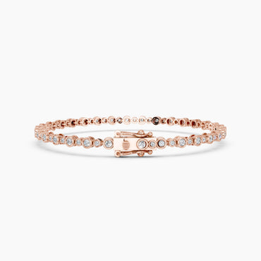 Derosa Jewels Lab Grown Diamond Tennis Bracelet for Women – 7 Inch, Sterling Silver, Yellow Gold Plated or Rose Gold Plated, Bezel Set Diamond Bracelet, Fine Jewelry Gift