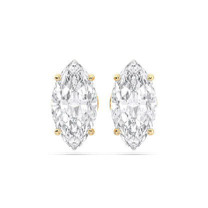 Cerified 2-5 Carat Marquise Cut Diamond Stud Earrings for Women – Solitaire Prong Set Earrings – Available in 10K, 14K & 18K – White, Yellow & Rose Gold