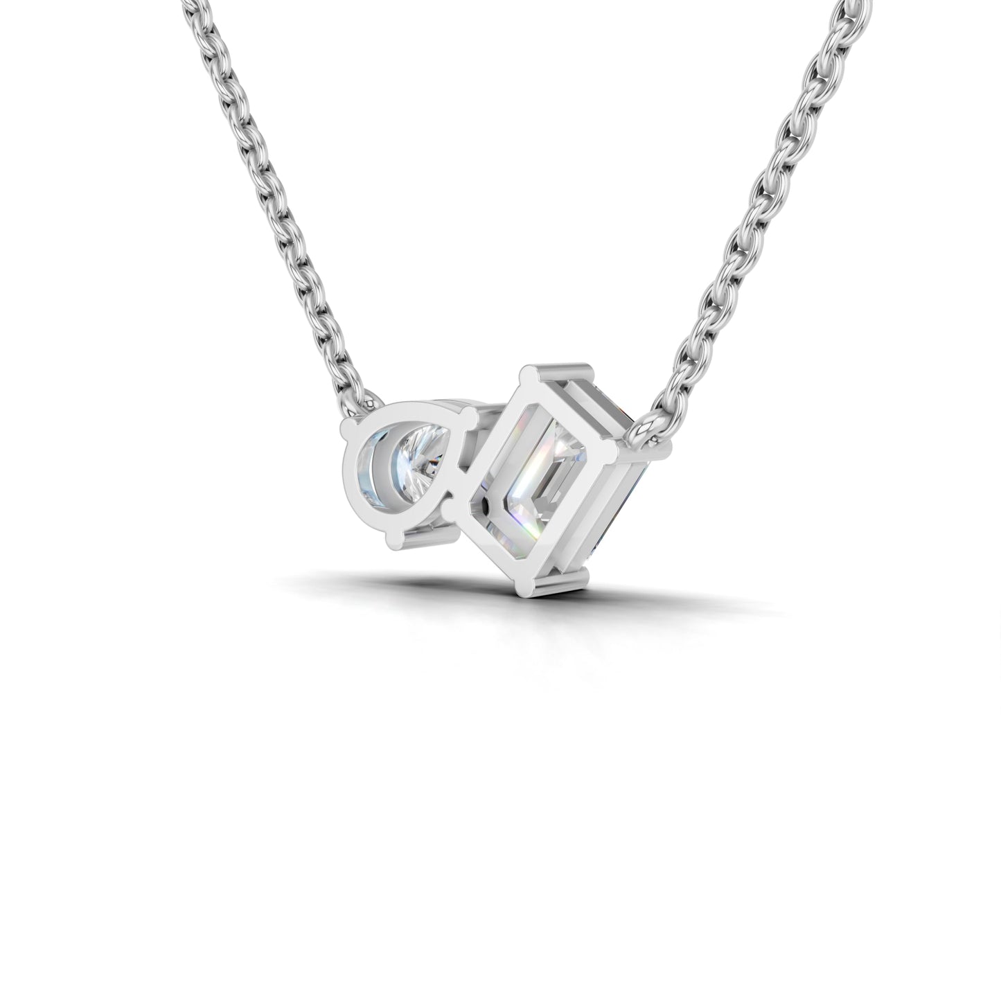 Derosa Jewels 1.5 Carat Diamond Duo Pendant Necklace for Women, 0.75 Ct Emerald Cut & Pear Shape Lab-Grown Diamonds – 10K 14K 18K Gold & 14K White Gold with Sterling Silver Chain, 18 Inch