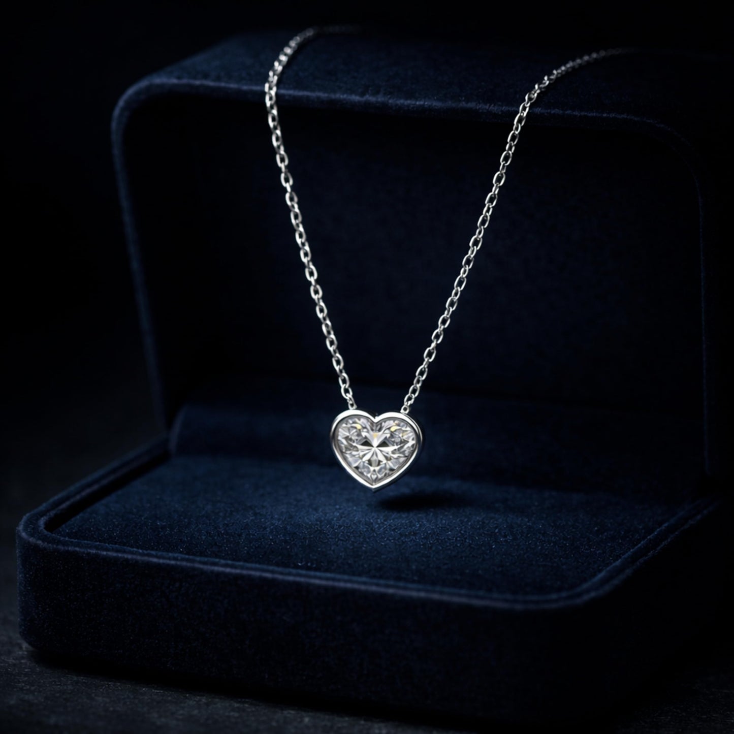 Derosa Jewels 1 Carat Heart Cut Lab Grown Diamond Pendant Necklace for Women | Bezel Set Solitaire in 10K 14K 18K Rose White Yellow Gold | Elegant Fine Jewelry Gift for Anniversary Valentine Birthday