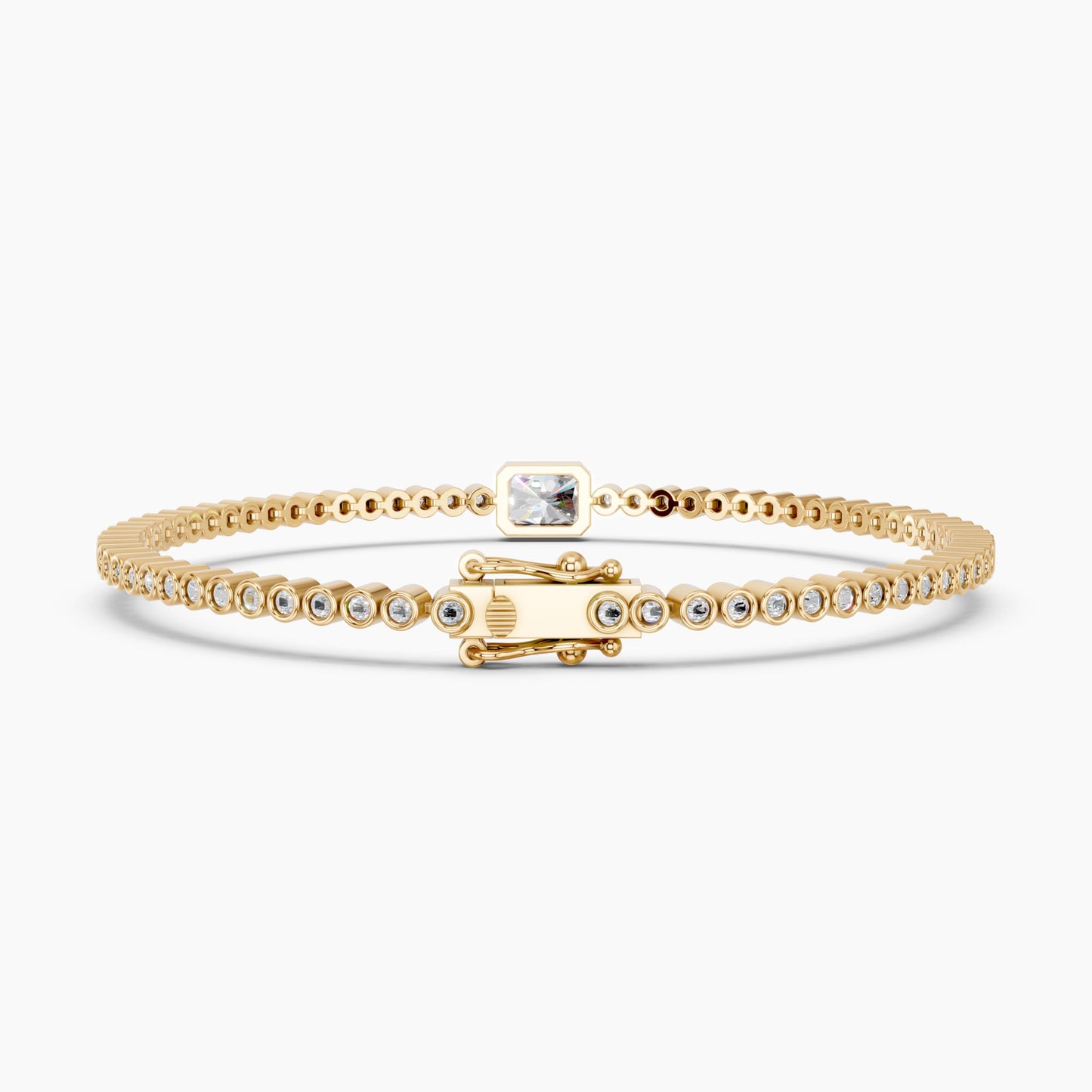 Derosa Jewels 1 Carat Certified Radiant Cut Lab Grown Diamond Bracelet for Women – 10K 14K 18K Gold (White, Yellow or Rose), Diamond Tennis Bracelet with Radiant Center Stone, 7 Inch