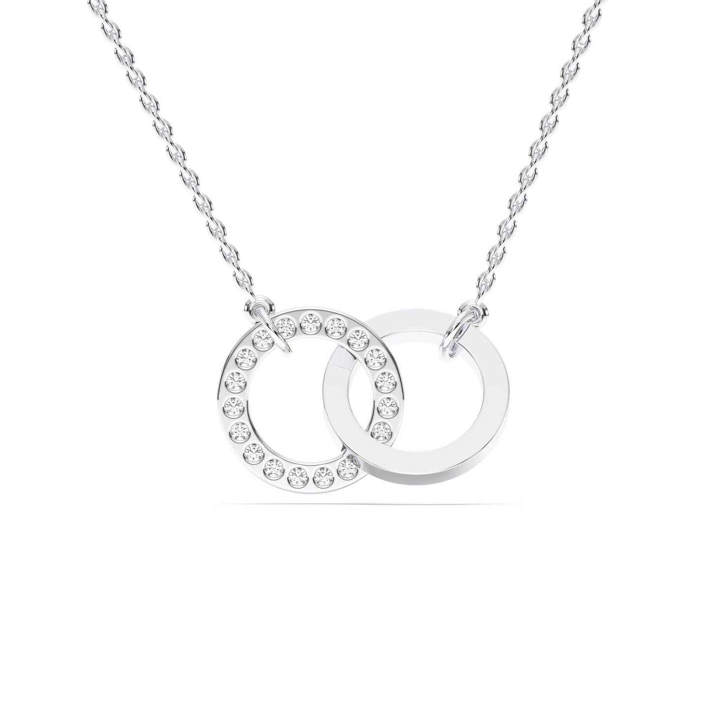 Derosa Jewels Lab Grown Diamond Circle Necklace for Women in 10KT 14KT 18KT Gold (Yellow, White, Rose) | Double Circle Pendant | 16 Inch Necklace with 18 Inch Extension Chain