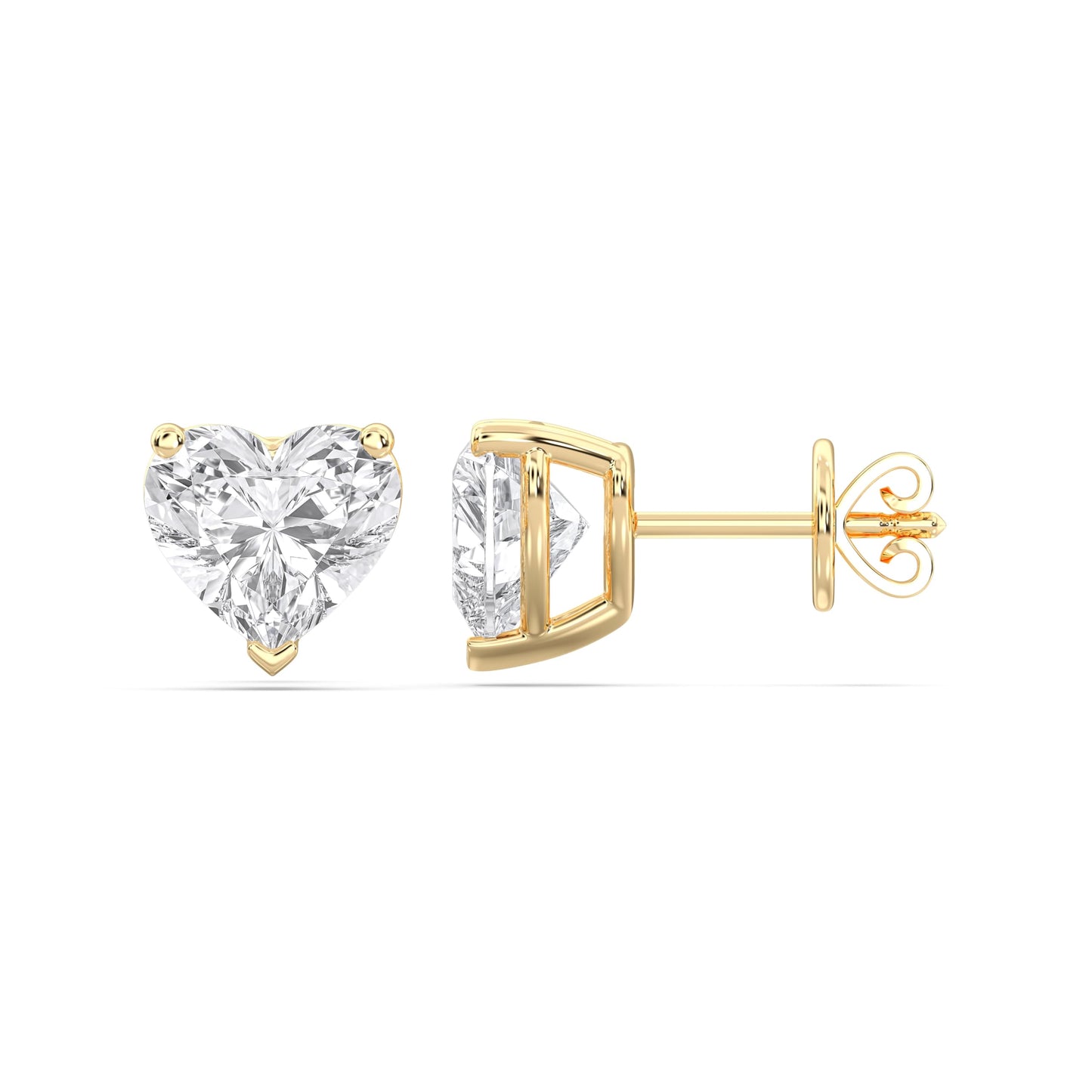 Certified 2-5 Carat Heart Cut Diamond Stud Earrings for Women – Solitaire Heart Shaped Studs – 10K, 14K & 18K – Rose, White and Yellow Gold – Solitaire Heart Shaped Studs