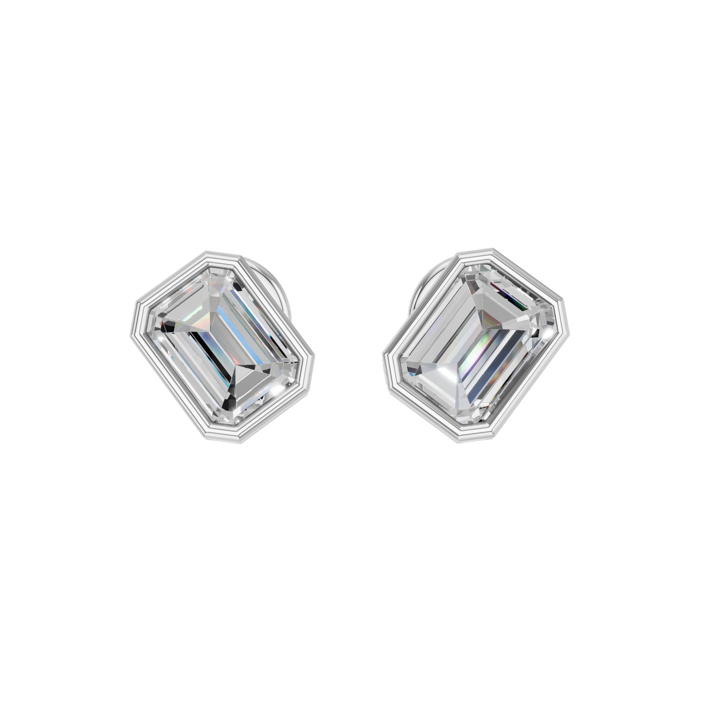 1.5 Carat Total Lab Grown Diamond Emerald Cut Stud Earrings for Women in 10K/14K/18K Gold | Push Back Solitaire Earrings | Available in Yellow, White & Rose Gold