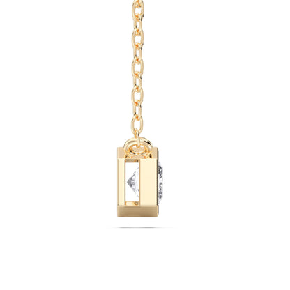 Derosa Jewels 1 Carat East West Radiant Cut Lab Grown Diamond Pendant Necklace for Women | 10K 14K 18K Solid Gold | Bezel Set Solitaire Necklace | D-F/VS Diamond | Modern Minimalist Jewelry Gift