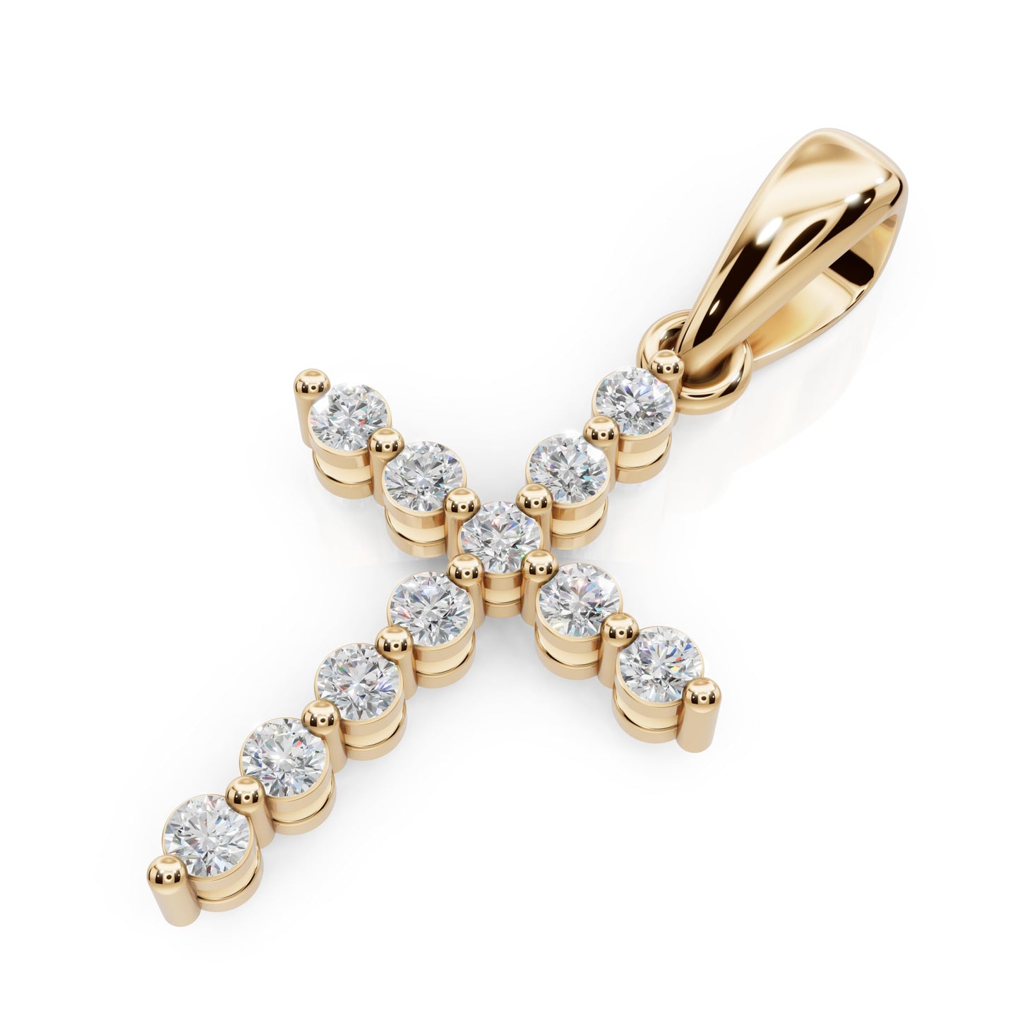 Derosa Jewels Lab Grown Diamond Cross Pendant Necklace for Women | 0.25-1.00 Carat Round Cut F-G/VS Diamonds | Solid 10K/14K/18K Rose, White, Yellow Gold | 18 Inch Chain Religious Jewelry Gift