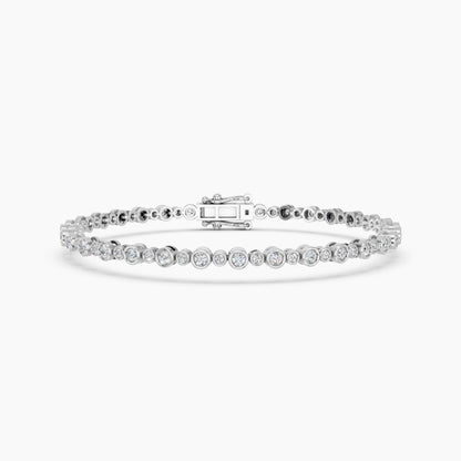 Derosa Jewels Lab Grown Diamond Tennis Bracelet for Women – 7 Inch, 10K 14K 18K Solid Gold (White, Yellow or Rose Gold), Bezel Set Diamond Bracelet, Fine Jewelry Gift