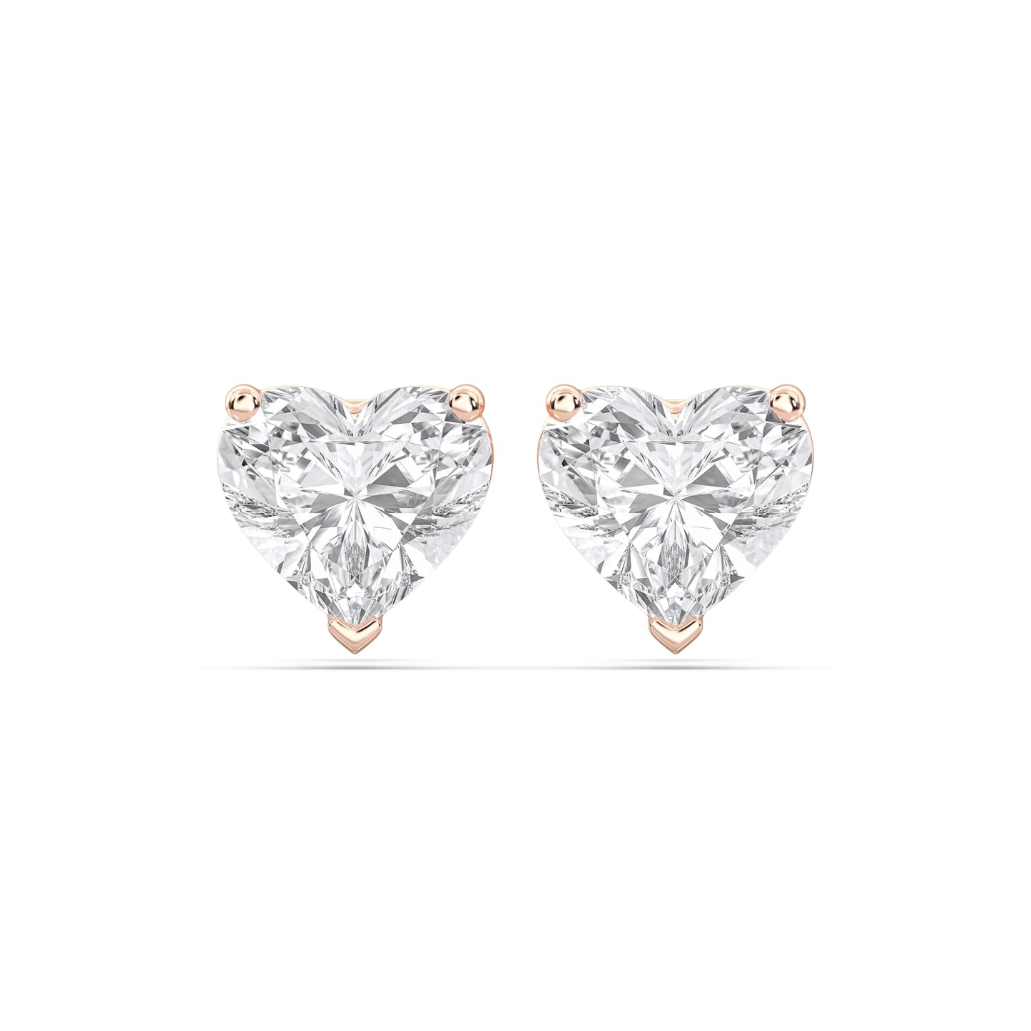 Certified 2-5 Carat Heart Cut Diamond Stud Earrings for Women – Solitaire Heart Shaped Studs – 10K, 14K & 18K – Rose, White and Yellow Gold – Solitaire Heart Shaped Studs