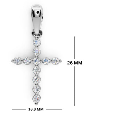 Derosa Jewels Lab Grown Diamond Cross Pendant Necklace for Women | 0.25-1.00 Carat Round Cut F-G/VS Diamonds | Solid 10K/14K/18K Rose, White, Yellow Gold | 18 Inch Chain Religious Jewelry Gift