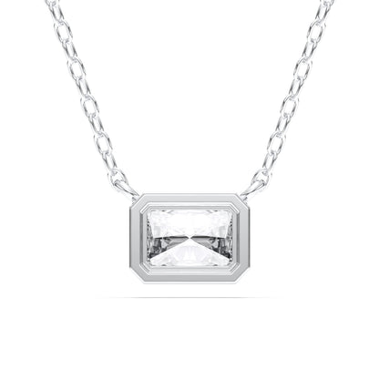 Derosa Jewels 1 Carat East West Radiant Cut Lab Grown Diamond Pendant Necklace for Women | 10K 14K 18K Solid Gold | Bezel Set Solitaire Necklace | D-F/VS Diamond | Modern Minimalist Jewelry Gift