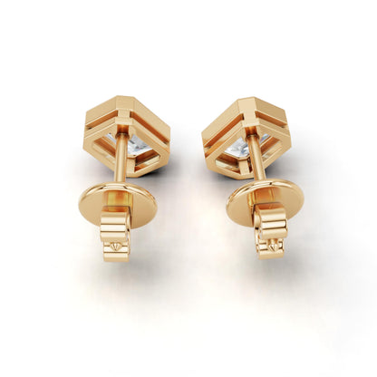 1.5 Carat Total Lab Grown Diamond Emerald Cut Stud Earrings for Women in 10K/14K/18K Gold | Push Back Solitaire Earrings | Available in Yellow, White & Rose Gold