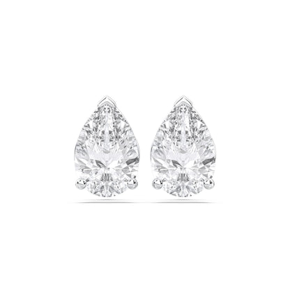 Certified 2-5 Carat Pear Cut Diamond Stud Earrings for Women – Classic Solitaire 3 Prong Setting – 10K, 14K & 18K – White Gold, Yellow Gold & Rose Gold