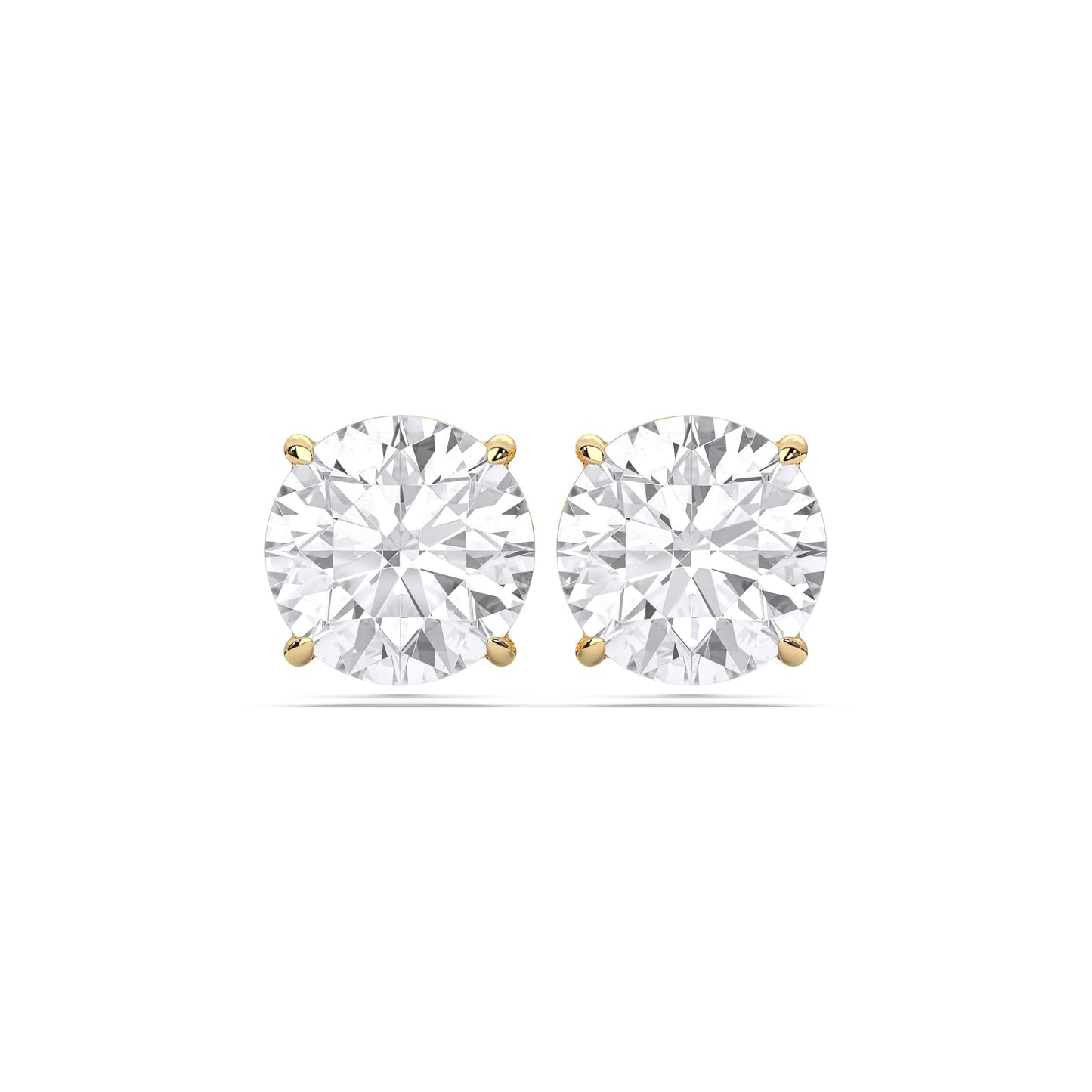 Certified 2-5 Carat Round Cut Diamond Stud Earrings for Women – Classic Solitaire Round Diamond Studs in 10K, 14K & 18K – Rose, White and Yellow Gold