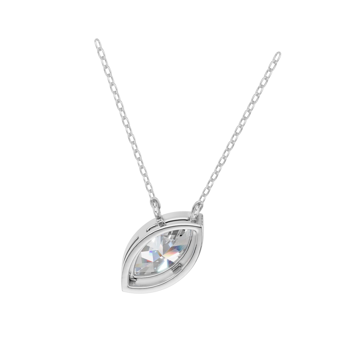 Derosa Jewels Lab Grown Marquise Cut Diamond Pendant Necklace for Women | 0.75 Carat Bezel Set F-G/VS Diamond | Solid 10K 14K 18K Rose White Yellow Gold | Dainty Solitaire Necklace Gift