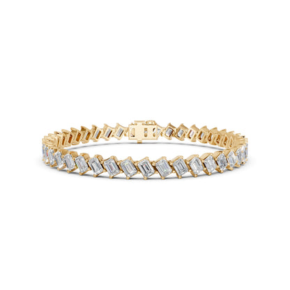 Derosa Jewels 10 Carat Emerald Cut Lab Grown Diamond Tennis Bracelet for Women – 7, 7.5 or 8 Inch, 10K 14K 18K Solid Gold (White, Yellow or Rose Gold), Certified Diamond Bracelet, Fine Jewelry Gift