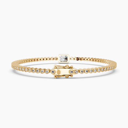 Derosa Jewels 1 Carat Certified Radiant Cut Lab Grown Diamond Bracelet for Women – 10K 14K 18K Gold (White, Yellow or Rose), Diamond Tennis Bracelet with Radiant Center Stone, 7 Inch
