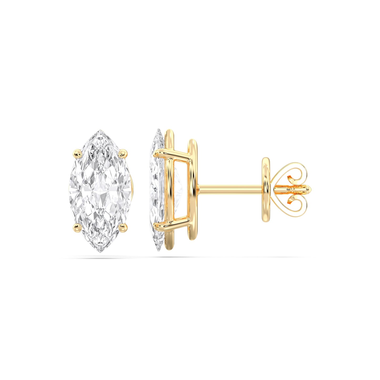 Cerified 2-5 Carat Marquise Cut Diamond Stud Earrings for Women – Solitaire Prong Set Earrings – Available in 10K, 14K & 18K – White, Yellow & Rose Gold