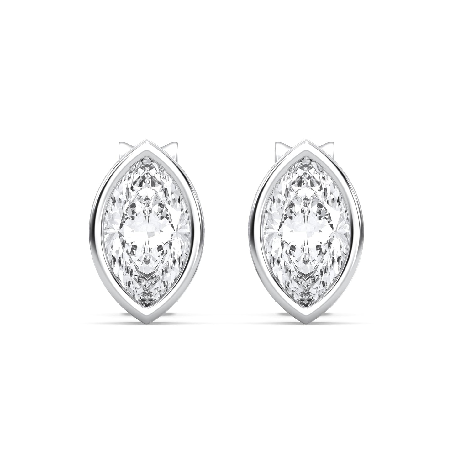 Certified 0.50-2 Carat Marquise Cut Bezel Set Diamond Stud Earrings for Women – Available in 10K, 14K & 18K – White Gold, Yellow Gold, Rose Gold