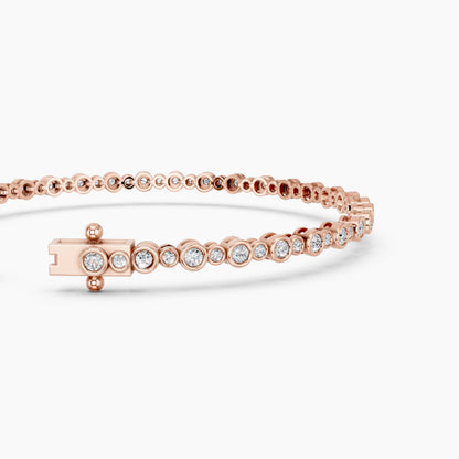Derosa Jewels Lab Grown Diamond Tennis Bracelet for Women – 7 Inch, 10K 14K 18K Solid Gold (White, Yellow or Rose Gold), Bezel Set Diamond Bracelet, Fine Jewelry Gift