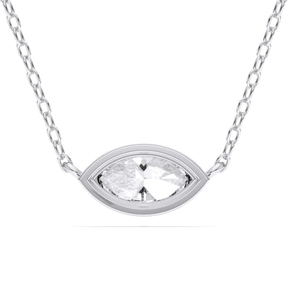 Derosa Jewels 1 Carat Marquise Cut Lab Grown Diamond East West Pendant Necklace for Women | Bezel Set Solitaire in 10K 14K 18K Rose White Yellow Gold | Modern Minimal Fine Jewelry Gift for Her