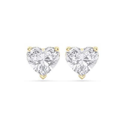 Certified 2-5 Carat Heart Cut Diamond Stud Earrings for Women – Solitaire Heart Shaped Studs – 10K, 14K & 18K – Rose, White and Yellow Gold – Solitaire Heart Shaped Studs