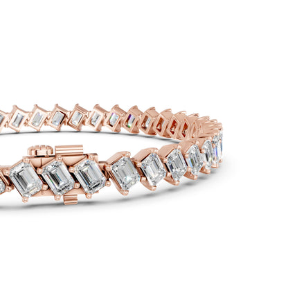 Derosa Jewels 10 Carat Emerald Cut Lab Grown Diamond Tennis Bracelet for Women – 7, 7.5 or 8 Inch, 10K 14K 18K Solid Gold (White, Yellow or Rose Gold), Certified Diamond Bracelet, Fine Jewelry Gift