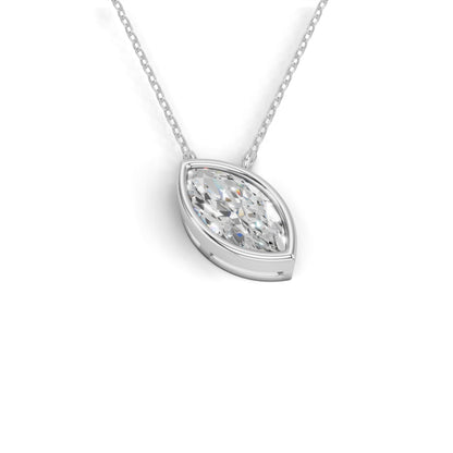 Derosa Jewels Lab Grown Marquise Cut Diamond Pendant Necklace for Women | 0.75 Carat Bezel Set F-G/VS Diamond | Solid 10K 14K 18K Rose White Yellow Gold | Dainty Solitaire Necklace Gift