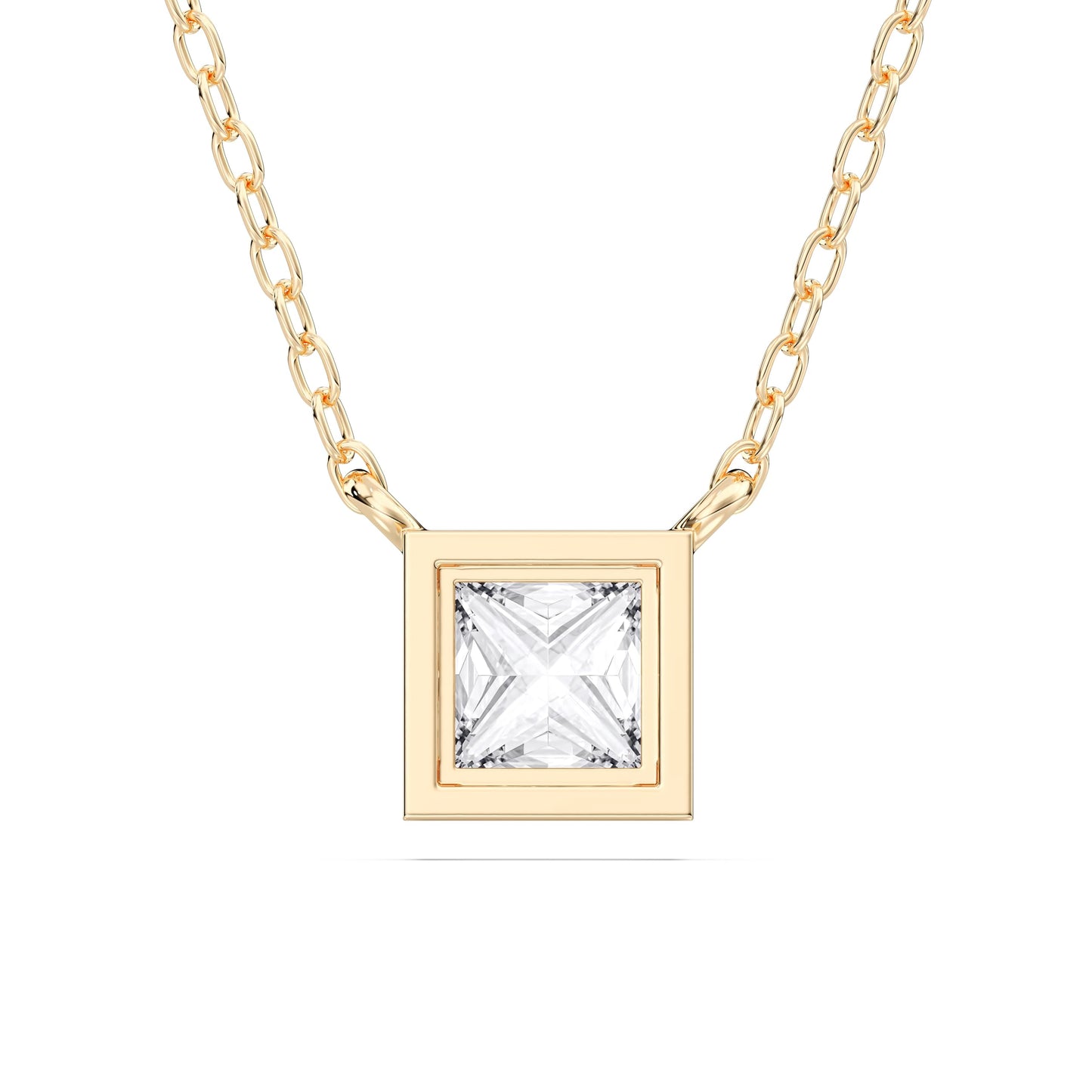 Derosa Jewels 1 Carat Princess Cut Lab Grown Diamond Pendant Necklace for Women | Bezel Set Solitaire Diamond Necklace | 10K 14K 18K Yellow White Rose Gold | Minimal Elegant Jewelry Gift