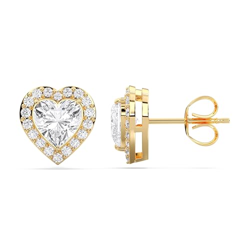 Certified Heart Halo Diamond Stud Earrings for Women – Heart Shape Diamond Earrings in 10K, 14K & 18K – Rose, White and Yellow Gold