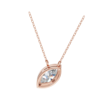 Derosa Jewels Lab Grown Marquise Cut Diamond Pendant Necklace for Women | 0.75 Carat Bezel Set F-G/VS Diamond | Solid 10K 14K 18K Rose White Yellow Gold | Dainty Solitaire Necklace Gift