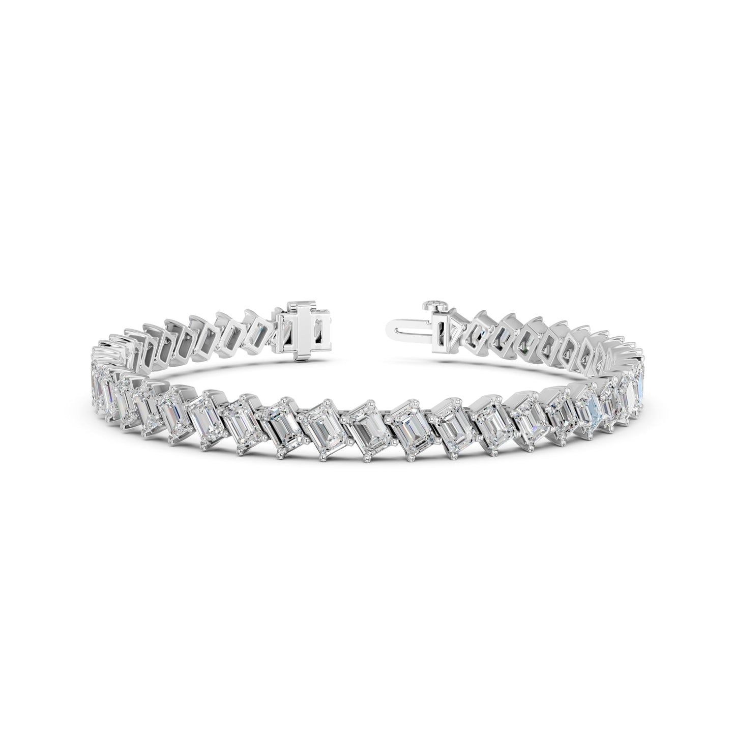 Derosa Jewels 10 Carat Emerald Cut Lab Grown Diamond Tennis Bracelet for Women – 7, 7.5 or 8 Inch, 10K 14K 18K Solid Gold (White, Yellow or Rose Gold), Certified Diamond Bracelet, Fine Jewelry Gift
