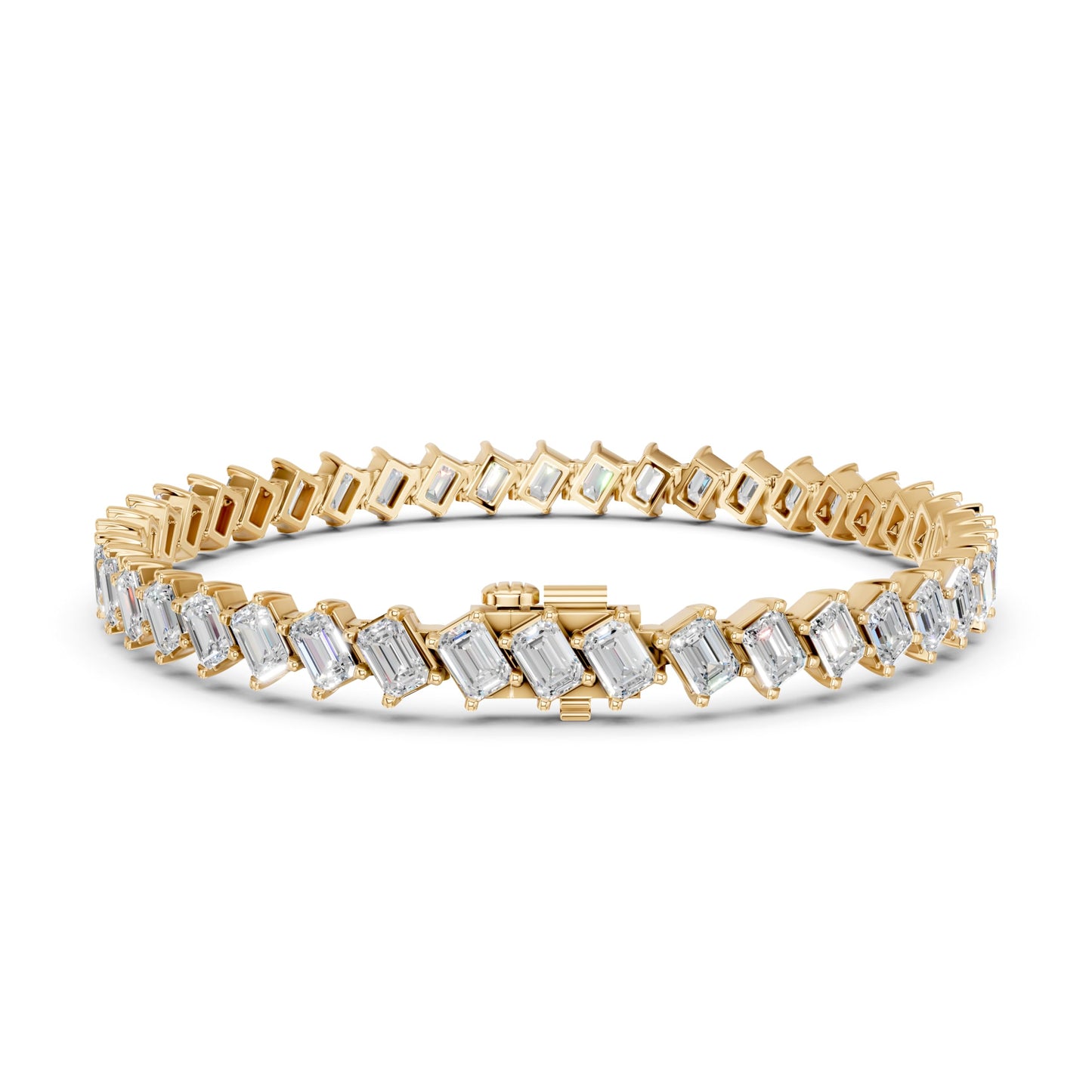 Derosa Jewels 10 Carat Emerald Cut Lab Grown Diamond Tennis Bracelet for Women – 7, 7.5 or 8 Inch, 10K 14K 18K Solid Gold (White, Yellow or Rose Gold), Certified Diamond Bracelet, Fine Jewelry Gift