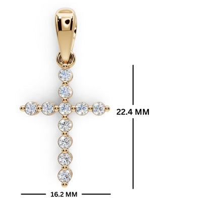 Derosa Jewels Lab Grown Diamond Cross Pendant Necklace for Women | 0.25-1.00 Carat Round Cut F-G/VS Diamonds | Solid 10K/14K/18K Rose, White, Yellow Gold | 18 Inch Chain Religious Jewelry Gift