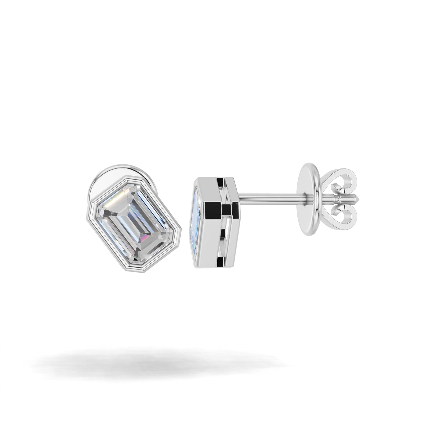 1.5 Carat Total Lab Grown Diamond Emerald Cut Stud Earrings for Women in 10K/14K/18K Gold | Push Back Solitaire Earrings | Available in Yellow, White & Rose Gold