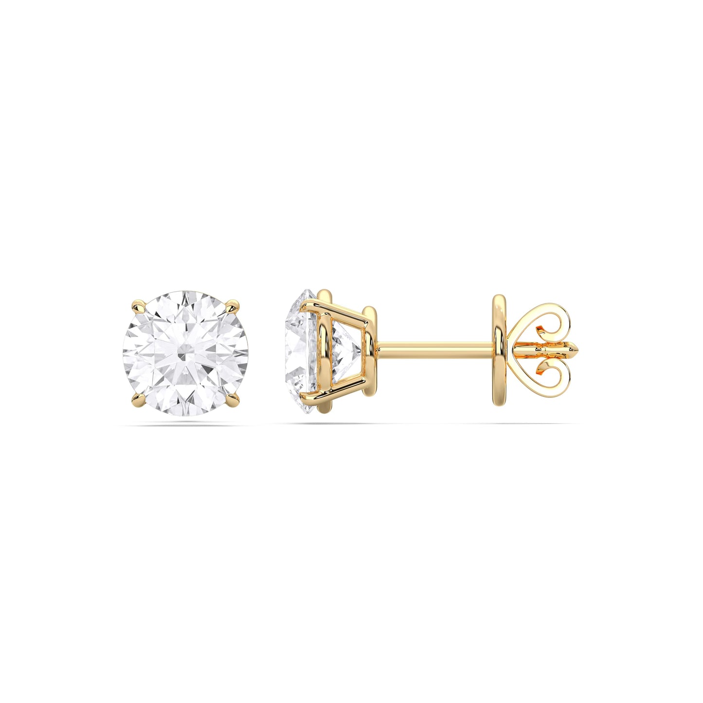 Certified 2-5 Carat Round Cut Diamond Stud Earrings for Women – Classic Solitaire Round Diamond Studs in 10K, 14K & 18K – Rose, White and Yellow Gold
