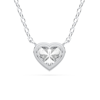 Derosa Jewels 1 Carat Heart Cut Lab Grown Diamond Pendant Necklace for Women | Bezel Set Solitaire in 10K 14K 18K Rose White Yellow Gold | Elegant Fine Jewelry Gift for Anniversary Valentine Birthday
