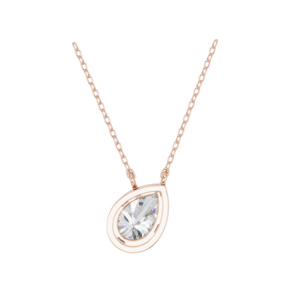 Derosa Jewels Lab Grown Pear Shape Diamond Pendant Necklace for Women | 0.75 Carat Bezel Set F-G/VS Diamond | Solid 10K 14K 18K Rose White Yellow Gold | Teardrop Solitaire Necklace Gift