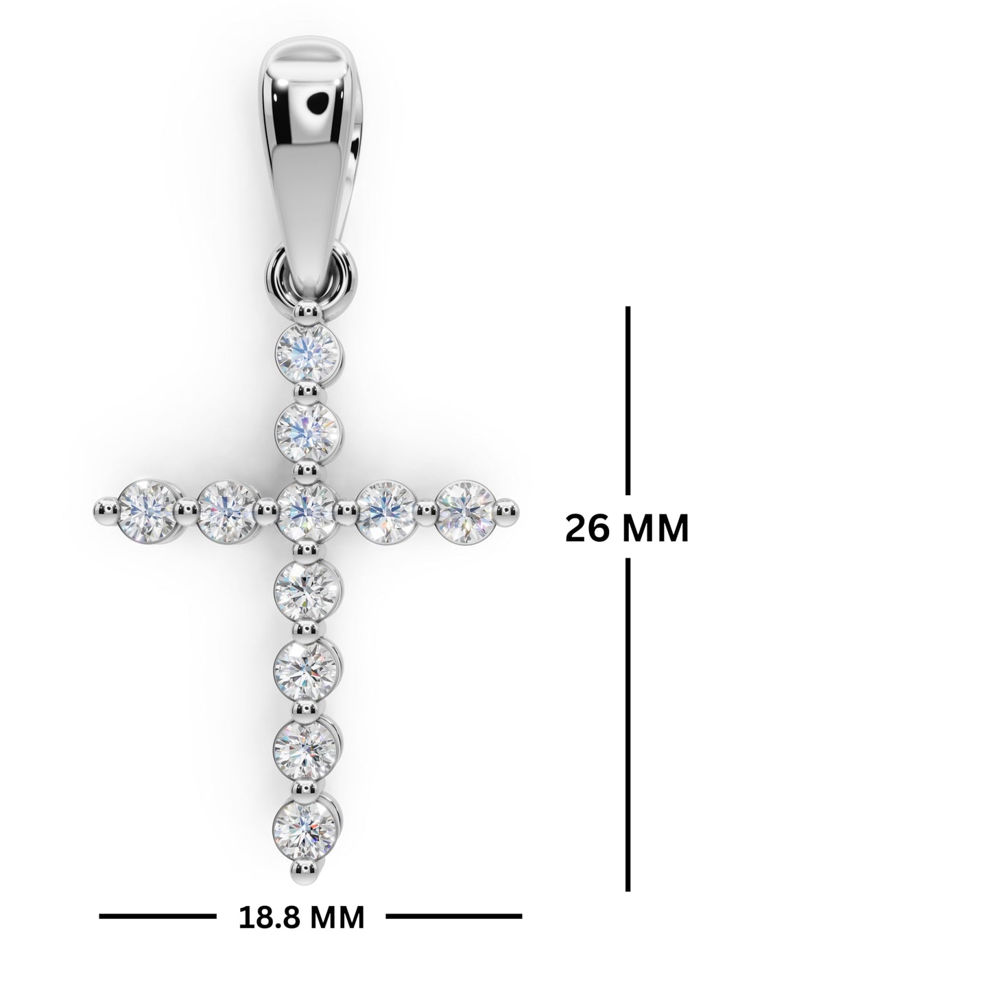Derosa Jewels Lab Grown Diamond Cross Pendant Necklace for Women | 0.25-1.00 Carat Round Cut F-G/VS Diamonds | Solid 10K/14K/18K Rose, White, Yellow Gold | 18 Inch Chain Religious Jewelry Gift