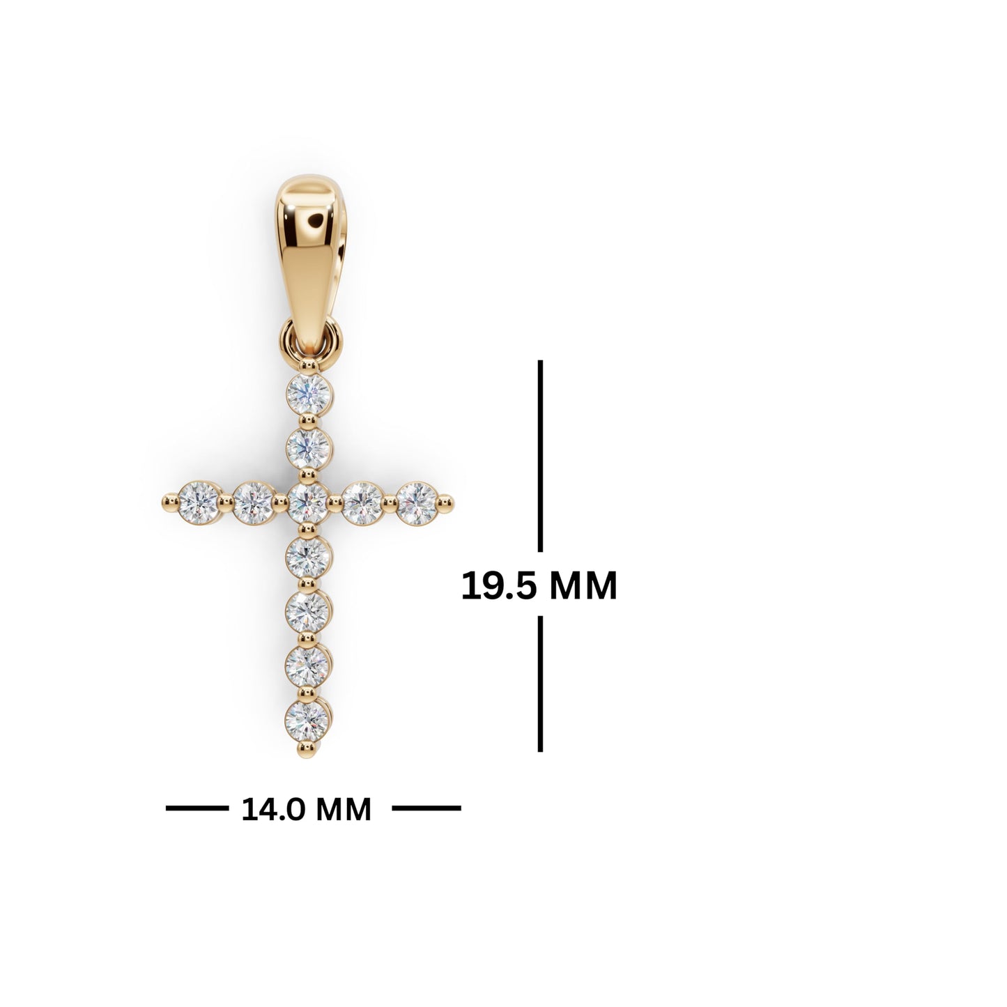 Derosa Jewels Lab Grown Diamond Cross Pendant Necklace for Women | 0.25-1.00 Carat Round Cut F-G/VS Diamonds | Solid 10K/14K/18K Rose, White, Yellow Gold | 18 Inch Chain Religious Jewelry Gift