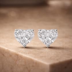 Certified 2-5 Carat Heart Cut Diamond Stud Earrings for Women – Solitaire Heart Shaped Studs – 10K, 14K & 18K – Rose, White and Yellow Gold – Solitaire Heart Shaped Studs