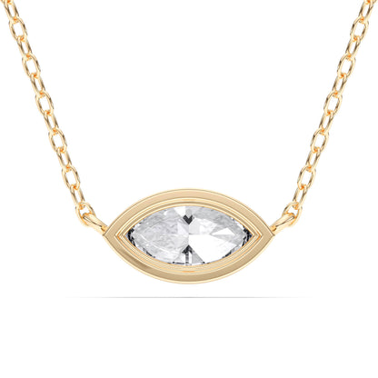 Derosa Jewels 1 Carat Marquise Cut Lab Grown Diamond East West Pendant Necklace for Women | Bezel Set Solitaire in 10K 14K 18K Rose White Yellow Gold | Modern Minimal Fine Jewelry Gift for Her