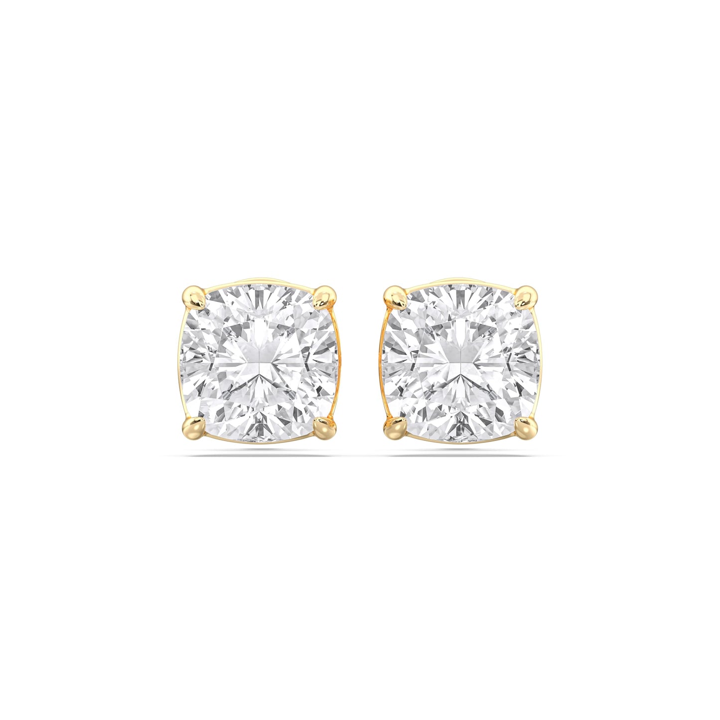 Certified 2-5 Carat Cushion Cut Diamond Stud Earrings for Women – Solitaire 4 Prong Setting – 10K, 14K & 18K – White Gold, Yellow Gold & Rose Gold