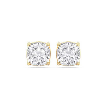 Certified 2-5 Carat Cushion Cut Diamond Stud Earrings for Women – Solitaire 4 Prong Setting – 10K, 14K & 18K – White Gold, Yellow Gold & Rose Gold