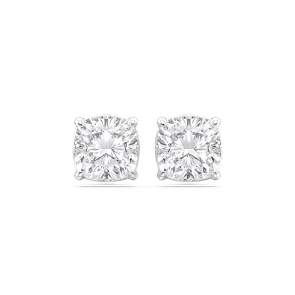 Certified 2-5 Carat Cushion Cut Diamond Stud Earrings for Women – Solitaire 4 Prong Setting – 10K, 14K & 18K – White Gold, Yellow Gold & Rose Gold