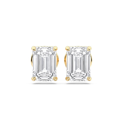 Certified 2-5 Carat Emerald Cut Diamond Stud Earrings for Women – Solitaire Emerald Shape Studs in 10K, 14K & 18K – Rose, White and Yellow Gold
