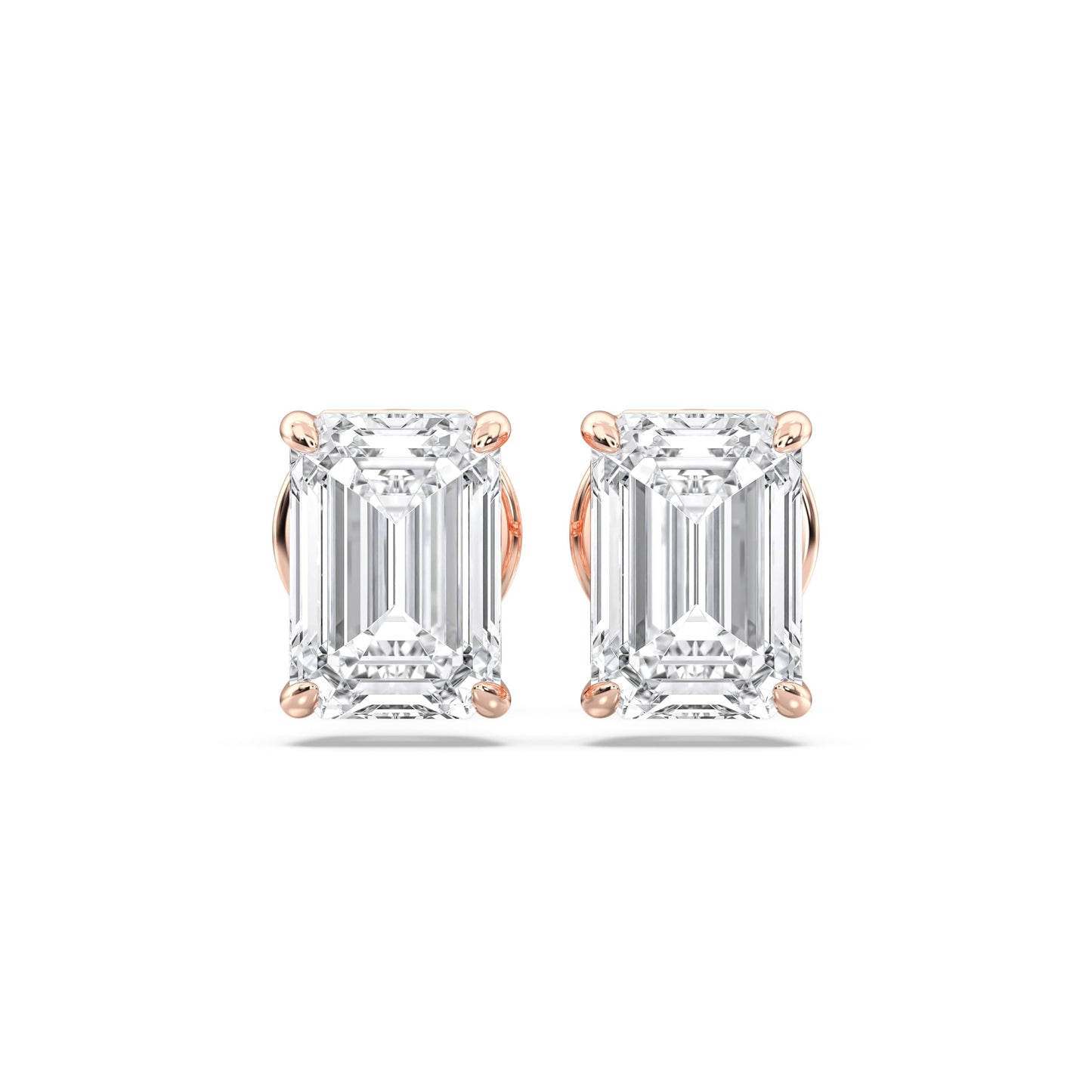 Certified 2-5 Carat Emerald Cut Diamond Stud Earrings for Women – Solitaire Emerald Shape Studs in 10K, 14K & 18K – Rose, White and Yellow Gold