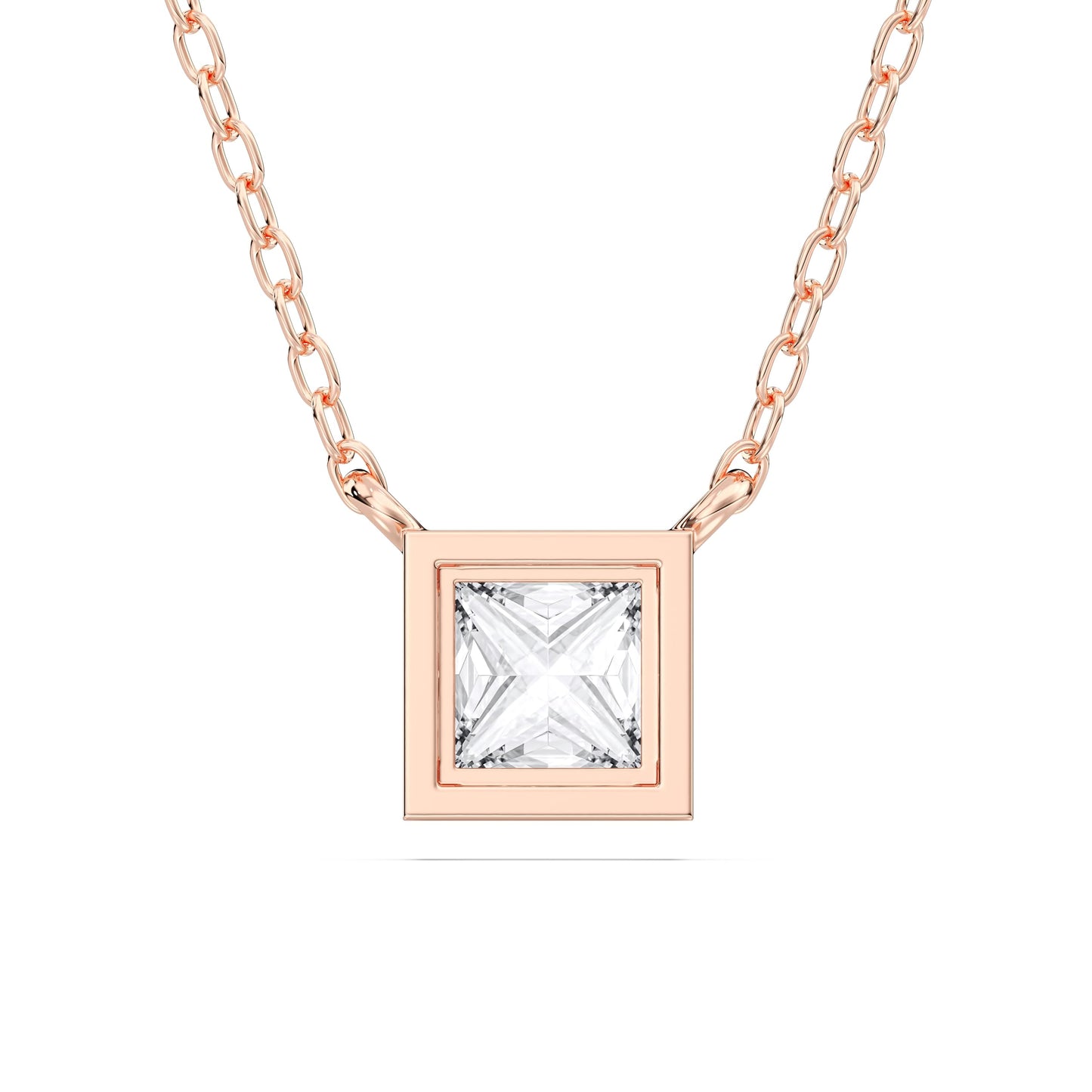 Derosa Jewels 1 Carat Princess Cut Lab Grown Diamond Pendant Necklace for Women | Bezel Set Solitaire Diamond Necklace | 10K 14K 18K Yellow White Rose Gold | Minimal Elegant Jewelry Gift