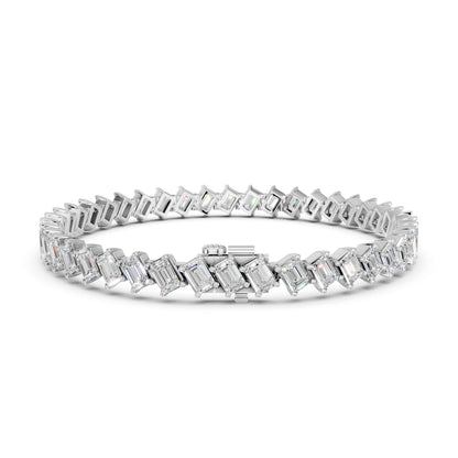Derosa Jewels 10 Carat Emerald Cut Lab Grown Diamond Tennis Bracelet for Women – 7, 7.5 or 8 Inch, 10K 14K 18K Solid Gold (White, Yellow or Rose Gold), Certified Diamond Bracelet, Fine Jewelry Gift