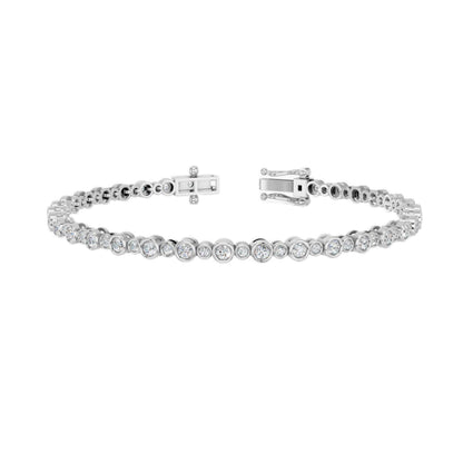 Derosa Jewels Lab Grown Diamond Tennis Bracelet for Women – 7 Inch, 10K 14K 18K Solid Gold (White, Yellow or Rose Gold), Bezel Set Diamond Bracelet, Fine Jewelry Gift